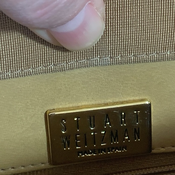 Stuart Weitzman Gold Vintage Silk / Patent Leather Top Handle Evening Bag Spain - Picture 16 of 17